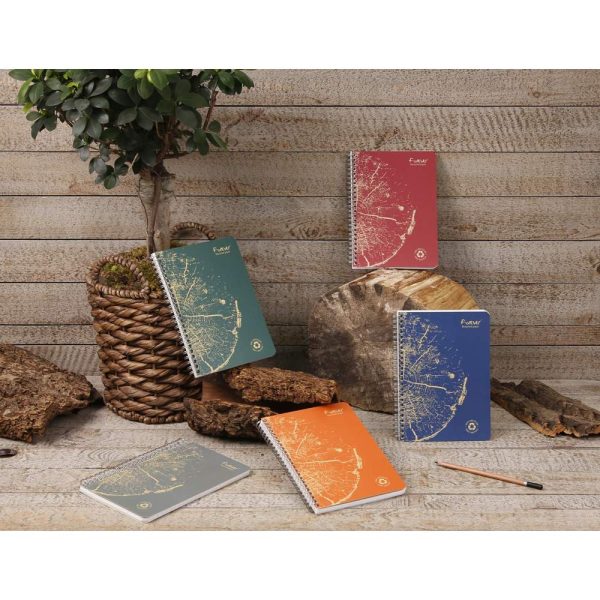 Carnet reliure int&eacute;grale FOREVER PREMIUM 100% recycl&eacute; A6 120 pages d&eacute;tachables micro-perfor&eacute;es petits carreaux papier blanc 90 g