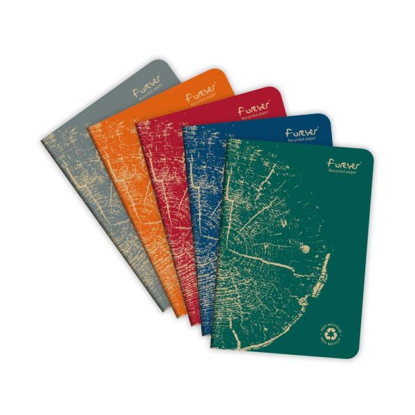 Carnet piqu&eacute; FOREVER PREMIUM 100% recycl&eacute; A5 96 pages petits carreaux papier recycl&eacute; blanc 90 g