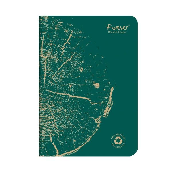 Carnet piqu&eacute; FOREVER PREMIUM 100% recycl&eacute; A5 96 pages petits carreaux papier recycl&eacute; blanc 90 g