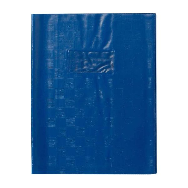 Prot&egrave;ge-cahiers grain madras avec rabats marque-pages PVC 22/100&egrave;me 17&times;22 cm