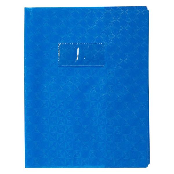 Prot&egrave;ge-cahiers grain losange PVC 18/100&egrave;me avec porte-&eacute;tiquette 17&times;22 cm