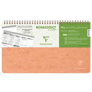 My.weekly.planner Age Bag cahier reliure int&eacute;grale en-t&ecirc;te 29,7x17 cm 120 pages d&eacute;tachables Semainier de bureau non dat&eacute; et r&eacute;glure DOT au verso