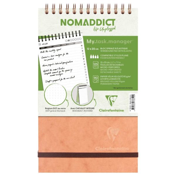 My.task.manager Age Bag bloc de bureau reliure int&eacute;grale en-t&ecirc;te 12&times;20 cm 250 pages d&eacute;tachables r&eacute;glure DOT au verso