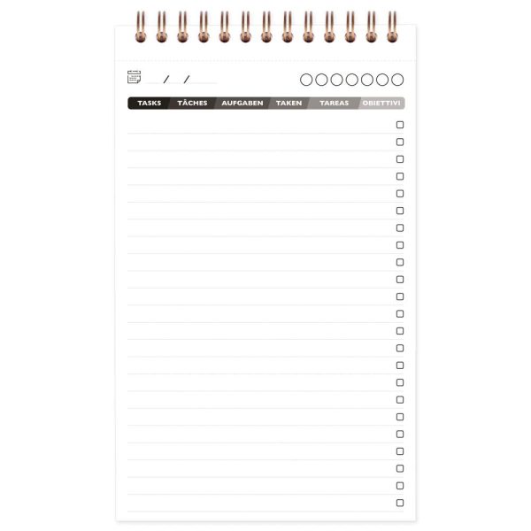My.task.manager Age Bag bloc de bureau reliure int&eacute;grale en-t&ecirc;te 12&times;20 cm 250 pages d&eacute;tachables r&eacute;glure DOT au verso