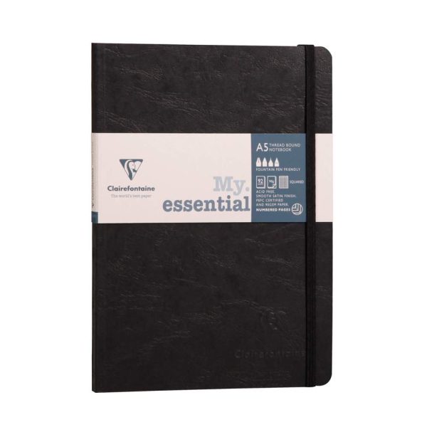 My.Essential Age Bag carnet brochure cousu dos carr&eacute; &agrave; pages num&eacute;rot&eacute;es A5 192 pages petits carreaux papier ivoire 90g