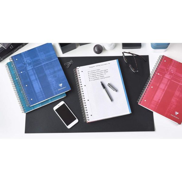 Bind&rsquo;O Block cahier reliure int&eacute;grale A4+ 160 pages d&eacute;tachables perfor&eacute;es 4 trous grands carreaux + cadre en-t&ecirc;te 4 couleurs de bandes