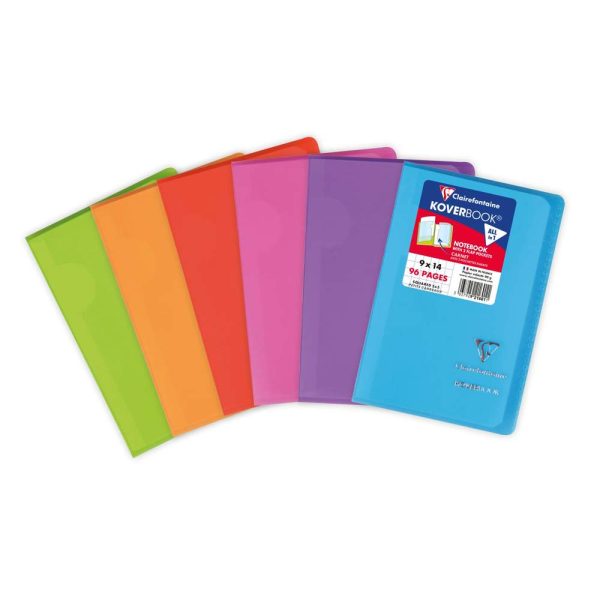 Carnet piqu&eacute; Koverbook 9x14cm 96 pages petits carreaux couverture polypropyl&egrave;ne transparent