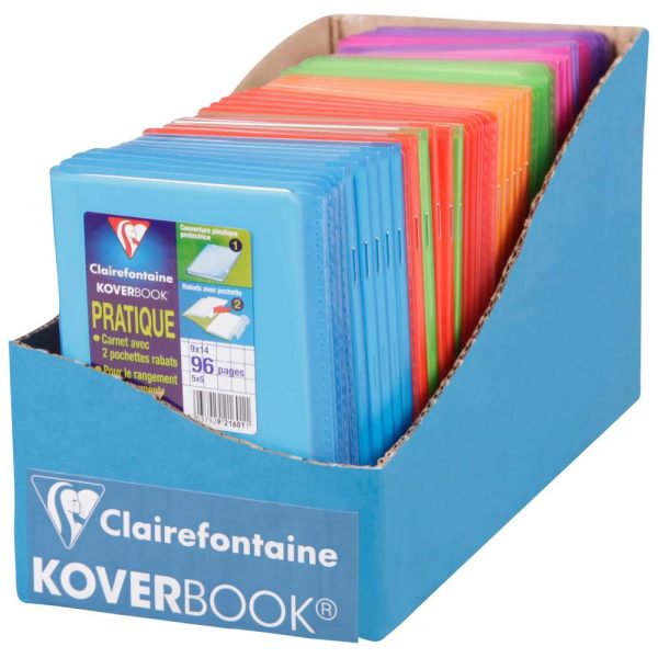 Carnet piqu&eacute; Koverbook 9x14cm 96 pages petits carreaux couverture polypropyl&egrave;ne transparent
