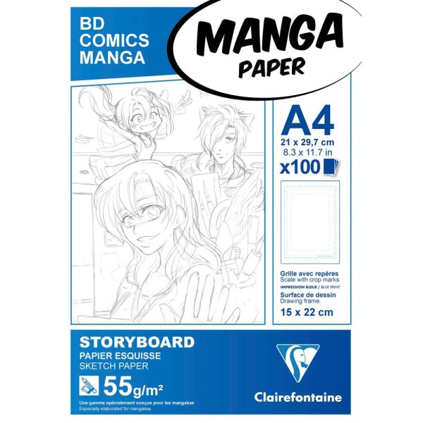 Manga Storyboard bloc coll&eacute; 100F A4 55g grille simple
