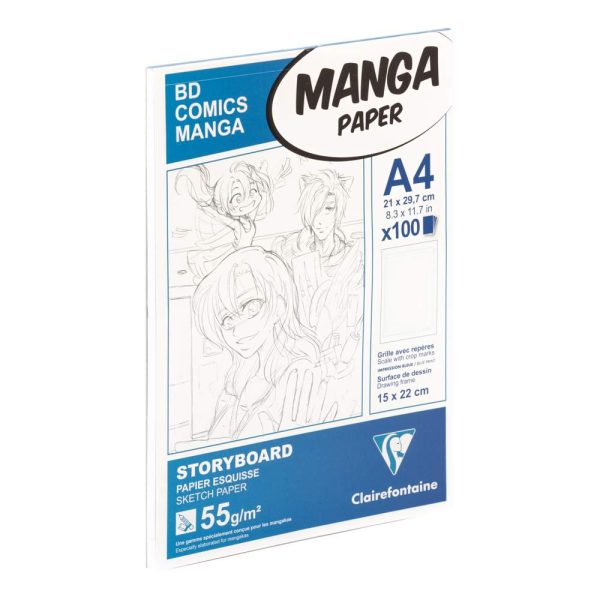 Manga Storyboard bloc coll&eacute; 100F A4 55g grille simple