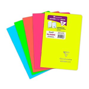 Carnet piqu&eacute; Koverbook Neon 11x17cm 96 pages petits carreaux couverture polypropyl&egrave;ne opaque