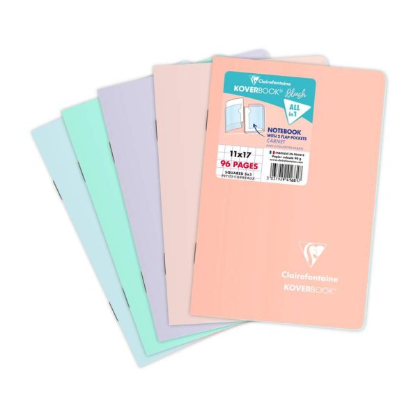 Carnet piqu&eacute; Koverbook Blush 11x17cm 96 pages petits carreaux couverture polypropyl&egrave;ne opaque bicolore Couleur al&eacute;atoire