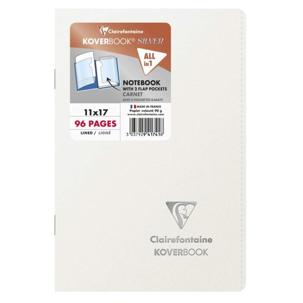Carnet piqu&eacute; Koverbook Silver 11&times;17 cm 96 pages lign&eacute; couverture polypropyl&egrave;ne opaque