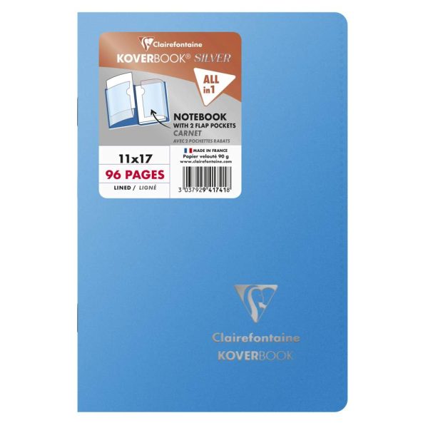 Carnet piqu&eacute; Koverbook Silver 11&times;17 cm 96 pages lign&eacute; couverture polypropyl&egrave;ne opaque