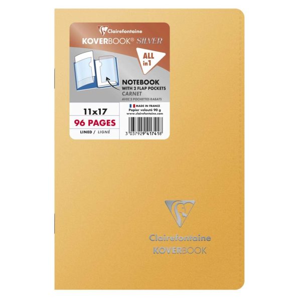 Carnet piqu&eacute; Koverbook Silver 11&times;17 cm 96 pages lign&eacute; couverture polypropyl&egrave;ne opaque