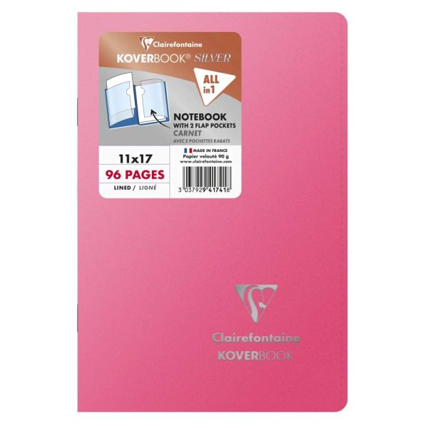 Carnet piqu&eacute; Koverbook Silver 11&times;17 cm 96 pages lign&eacute; couverture polypropyl&egrave;ne opaque
