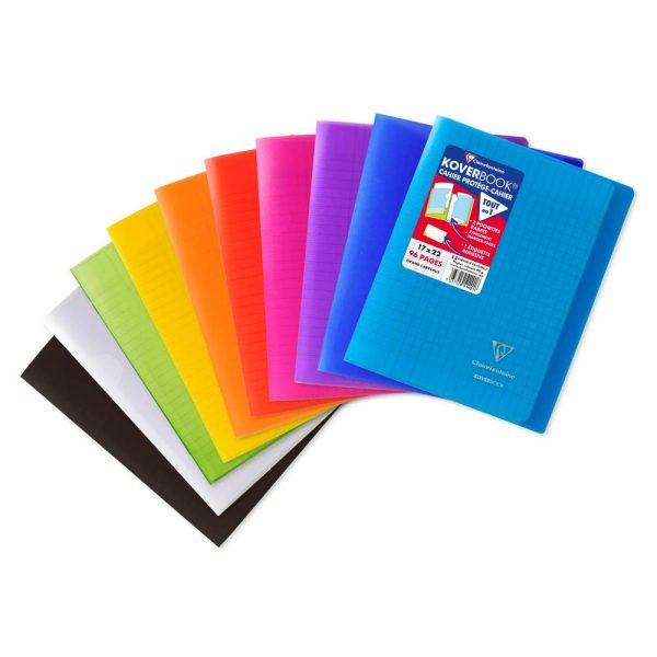 Cahier piqu&eacute; Koverbook 17x22cm 96 pages grands carreaux couverture polypropyl&egrave;ne transparent