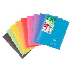 Cahier piqu&eacute; Koverbook 17x22 cm 96 pages grands carreaux couverture polypropyl&egrave;ne opaque 100% recycl&eacute;