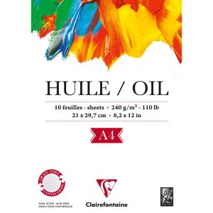 Papier Huile bloc coll&eacute; 1 c&ocirc;t&eacute; 10F A4 240g