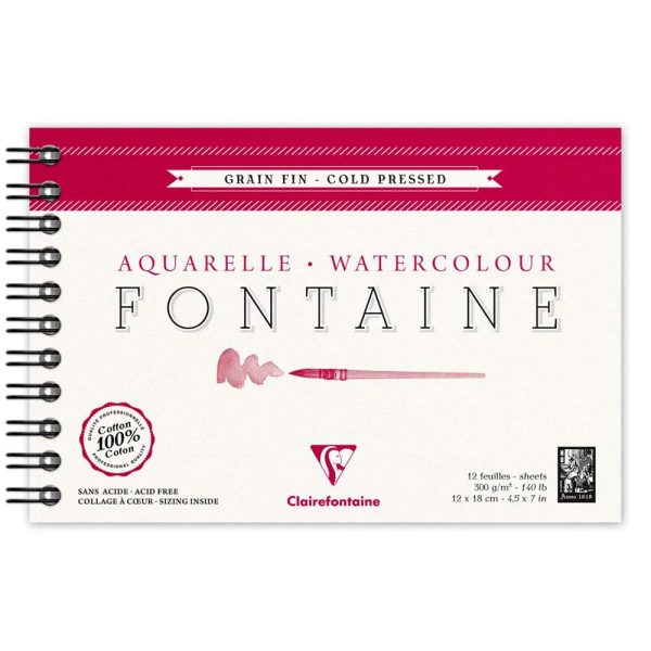 Fontaine album spiral&eacute; 12F 12x18cm 300g grain fin