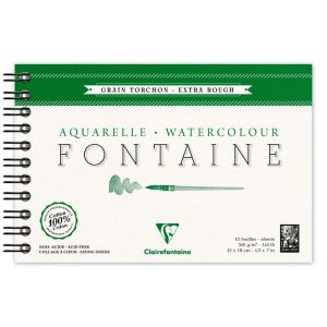 Fontaine album spiral&eacute; 12F 12x18cm 300g grain torchon