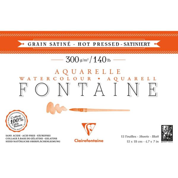 Fontaine bloc coll&eacute; 1 c&ocirc;t&eacute; 12F 12x18cm 300g grain satin&eacute;