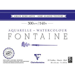 Fontaine bloc coll&eacute; 4 c&ocirc;t&eacute;s 25F 18x24cm 300g grain demi-satin&eacute;