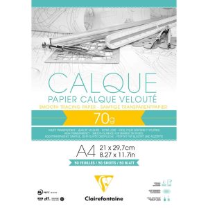 Papier Calque bloc coll&eacute; 50F A4 70/75g