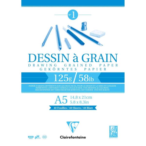 Dessin &agrave; Grain bloc coll&eacute; 40F A5 125g