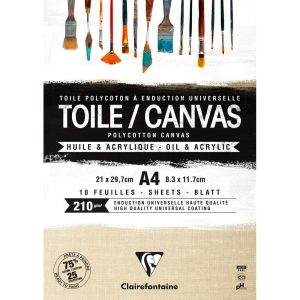 Toile &agrave; peindre Grain de sable bloc coll&eacute; 10F A4 210g