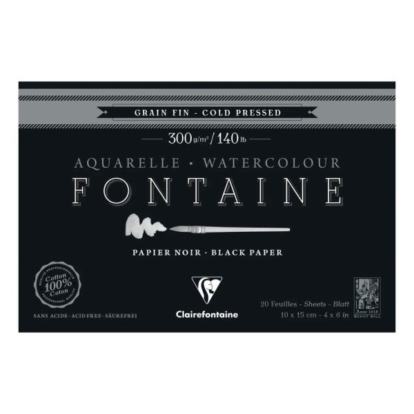 Fontaine Noir bloc coll&eacute; 4 c&ocirc;t&eacute;s 20F 10x15cm 300g grain fin
