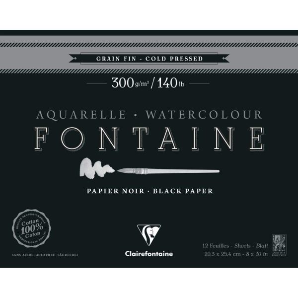 Fontaine Noir bloc coll&eacute; 1 c&ocirc;t&eacute; 12F 20,3&times;25,4cm 300g grain fin