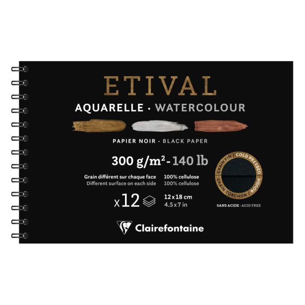 Etival Noir album spiral&eacute; 12F 12x18cm 300g double grain