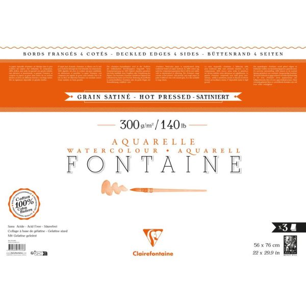 Fontaine paquet 4 bords frang&eacute;s 3F 56x76cm 300g grain satin&eacute;