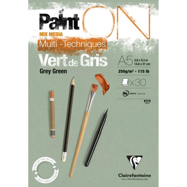 PaintON Vert de Gris bloc coll&eacute; 30F A5 250g