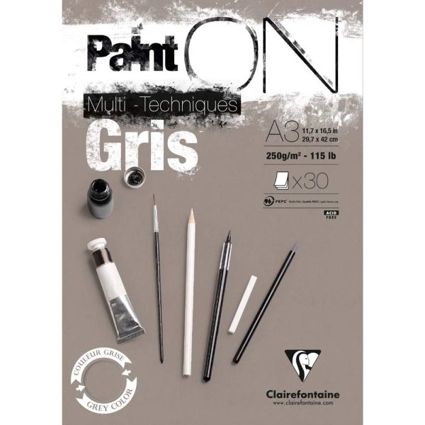 Paint&rsquo;ON Gris bloc coll&eacute; 30F A3 250g