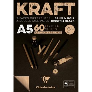 Kraft bi-face bloc coll&eacute; 60F A5 90g