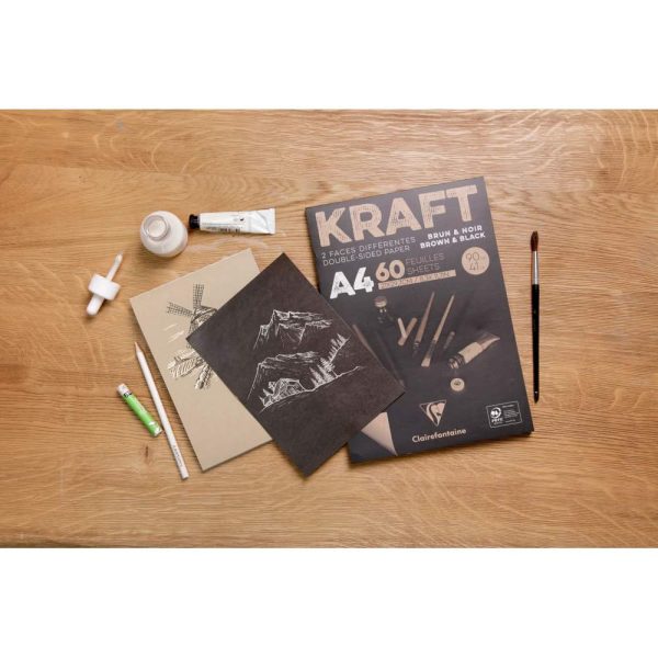 Kraft bi-face bloc coll&eacute; 60F A5 90g