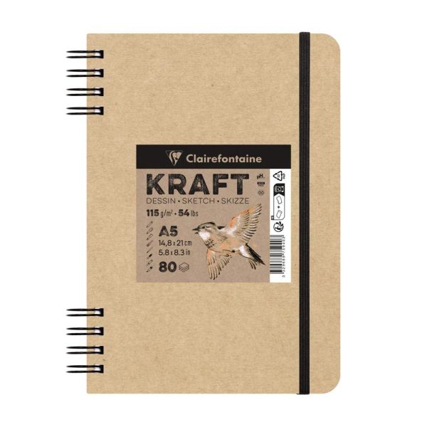 Kraft carnet double spirale 80F A5 115g
