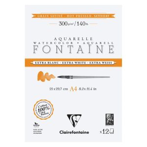 Fontaine Extra Blanc Grain Satin&eacute; bloc coll&eacute; 2 c&ocirc;t&eacute;s 12F A4 300g