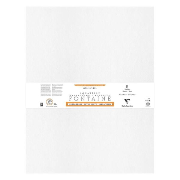 Fontaine Extra Blanc Grain Satin&eacute; paquet 5F 75x105cm 300g