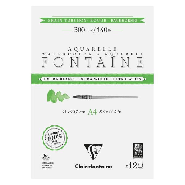 Fontaine Extra Blanc Grain Torchon bloc coll&eacute; 2 c&ocirc;t&eacute;s 12F A4 300g
