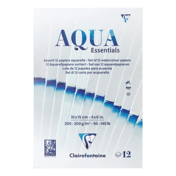 Aqua Essentials bloc coll&eacute; 12 papiers aquarelle assortis 10x15cm 12F 200g-300g