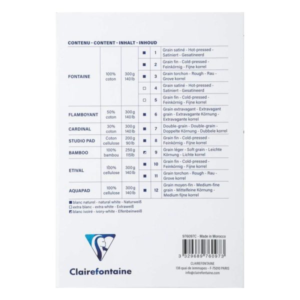 Aqua Essentials bloc coll&eacute; 12 papiers aquarelle assortis 10x15cm 12F 200g-300g