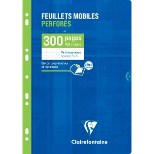 Feuillets mobiles-blanc A4 petits carreaux 300 pages