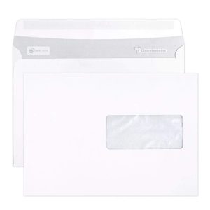 Boite de 500 Enveloppes Blanches C5-162x229mm - Auto-Adh&eacute;sives - 90g/m2 - Fen&ecirc;tre Papier Cristal 45x100 (position 62/20)