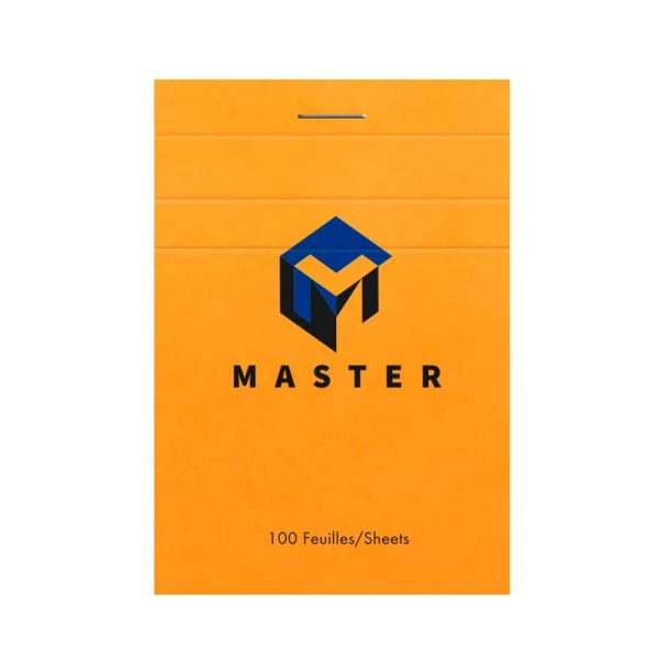 Bloc de bureau Master agraf&eacute; en-t&ecirc;te A7 100 feuilles petits carreaux 70 g