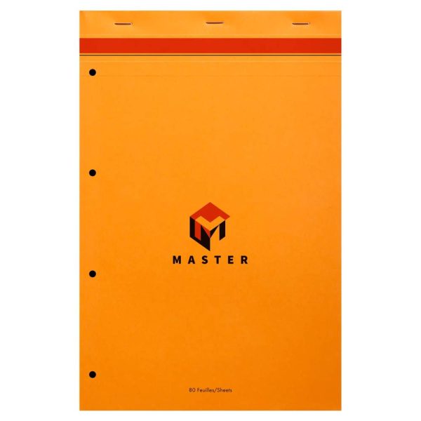 Bloc de bureau Master agraf&eacute; en-t&ecirc;te A4+ 80 feuilles petits carreaux 80 g