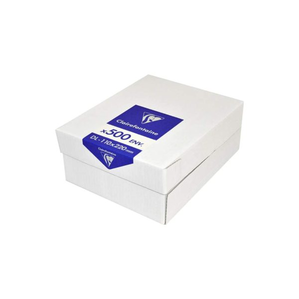 Boite de 500 Enveloppes Blanches DL-110x220mm &ndash; Auto-Adh&eacute;sives &ndash; 90g/m2 &ndash; Fen&ecirc;tre Papier Cristal 45&times;100 (position 20/20)
