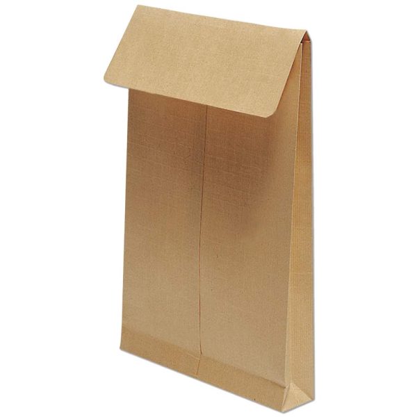 Boite de 250 Pochettes Kraft Arm&eacute; Brun E4-280&times;400 mm avec Soufflet de 30 mm &ndash; Auto-Adh&eacute;sives &ndash; 130g/m2